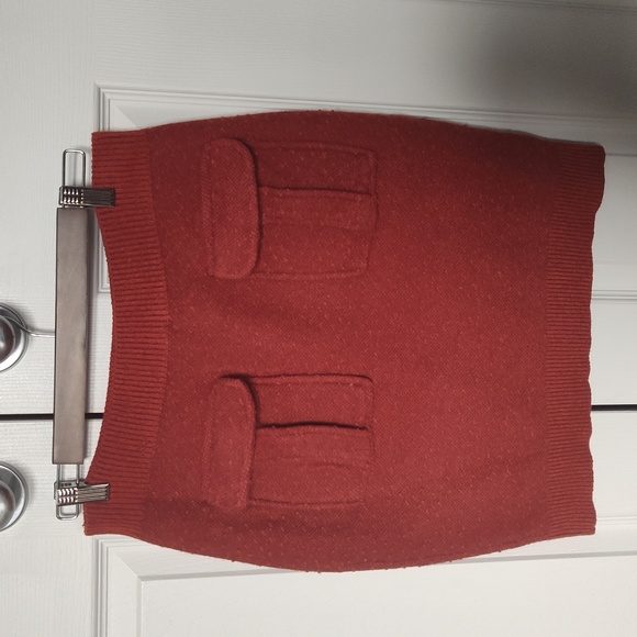 MOTH ANTHROPOLOGIE Orange Wool Boucle Knit Skirt Size Medium - Picture 7 of 8